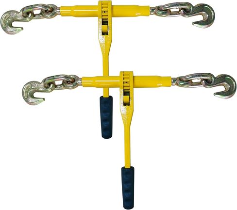2 Pack 3/8"-1/2"Ratchet Chain Binders,9200 LBS Working Tie Downs, for Grade 80 Transport Chain Load,Labor-Saving Anti-Skid Handle,Heavy Duty Ratchet Binders for Truck, Tie Down, Hauling, Towing in Kuwait