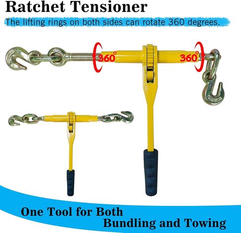 2 Pack 3/8"-1/2"Ratchet Chain Binders,9200 LBS Working Tie Downs, for Grade 80 Transport Chain Load,Labor-Saving Anti-Skid Handle,Heavy Duty Ratchet Binders for Truck, Tie Down, Hauling, Towing in Kuwait