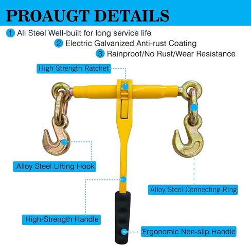 2 Pack 3/8"-1/2"Ratchet Chain Binders,9200 LBS Working Tie Downs, for Grade 80 Transport Chain Load,Labor-Saving Anti-Skid Handle,Heavy Duty Ratchet Binders for Truck, Tie Down, Hauling, Towing in Kuwait