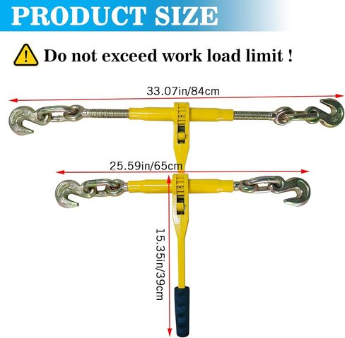 2 Pack 3/8"-1/2"Ratchet Chain Binders,9200 LBS Working Tie Downs, for Grade 80 Transport Chain Load,Labor-Saving Anti-Skid Handle,Heavy Duty Ratchet Binders for Truck, Tie Down, Hauling, Towing in Kuwait