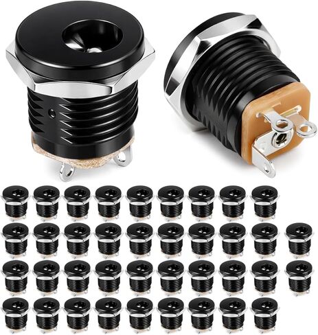 Clyxgs 20Pcs DC Power Jack Socket DC-091, 5.5mm x 2.1mm Female Connector, PCB Mount with Positioning Peg, Metal Shield High Current (DC 24V 8A) for Repair & DIY Projects in Saudi Arabia