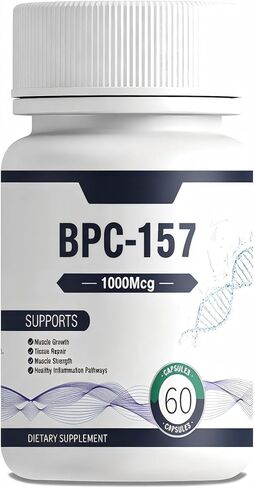 BPC 157 كبسولات الببتيد 60 عددًا، 1000 ميكروغرام مكمل غذائي، تركيبة حصرية للبالغين غير معدلة وراثيًا وخالية من الغلوتين ومنتجات الألبان، تدعم نمو العضلات وإصلاح الأنسجة وصحة الجهاز الهضمي ورفاهية الجسم بشكل عام. in Kuwait