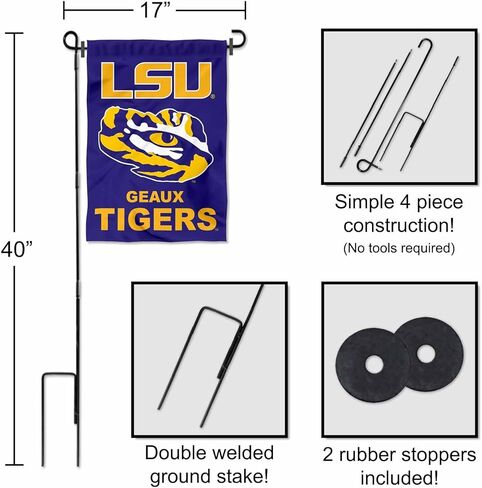 Louisiana State LSU Tigers Geaux Garden Flag with Stand Holder in Kuwait