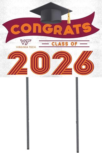 KH Sports Fan Virginia Tech Hokies تهنئة فئة 2026 لافتة ساحة التخرج، 18x24 in Kuwait