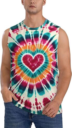 Unisex Adult Tie Dye Tank Top for Men Women Sleeveless Shirts Hippies Tiedye Tee Tshirt in Kuwait