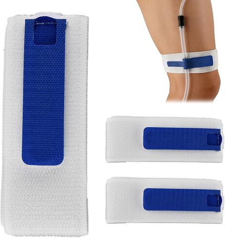 3 pcs Foley Catheter Leg Strap 23 x 2 incn, Adjustable Urinary Catheter Holder for Leg with Silicone Non-Slip Grip, Dual Hook-Loop Fastener for Secure Hold(Color:Blue White) in Saudi Arabia
