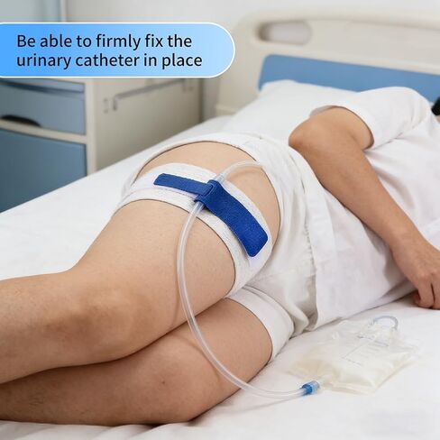 3 pcs Foley Catheter Leg Strap 23 x 2 incn, Adjustable Urinary Catheter Holder for Leg with Silicone Non-Slip Grip, Dual Hook-Loop Fastener for Secure Hold(Color:Blue White) in Saudi Arabia