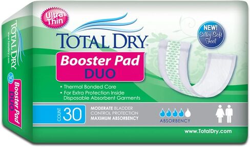 TotalDry Duo Booster Pads for Women & Men – FSA HSA Approved Incontinence Pads for Moderate Bladder Control Protection (30 count) – Maximum Absorbency Incontinence Pads for Women & Men in Kuwait
