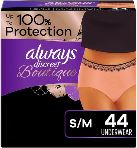 ملابس داخلية Always Discreet Boutique لعلاج سلس البول، أقصى قدر من الامتصاص، صغير/وسط (44 قيراط) in Kuwait