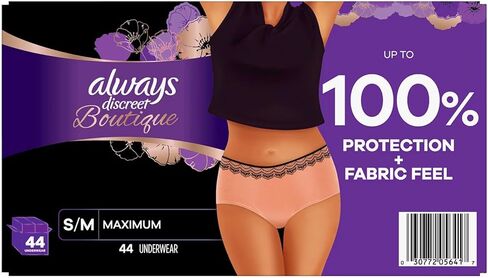 ملابس داخلية Always Discreet Boutique لعلاج سلس البول، أقصى قدر من الامتصاص، صغير/وسط (44 قيراط) in Kuwait