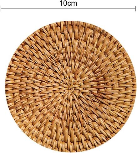 1 Set Hand-Woven Drink Coasters with Holder Round Decor Placemat Rattan Coaster Teacup Coaster Mat Table Mat for Tea Coffee Beer in Kuwait