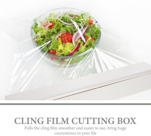 STOBOK Plastic Film Cutter - Cling Wrap Dispenser with Stainless Steel Cutter Compact Food Wrap Storage Box for Home Use Ideal for Plastic Wraping and Aluminum Foil in Kuwait