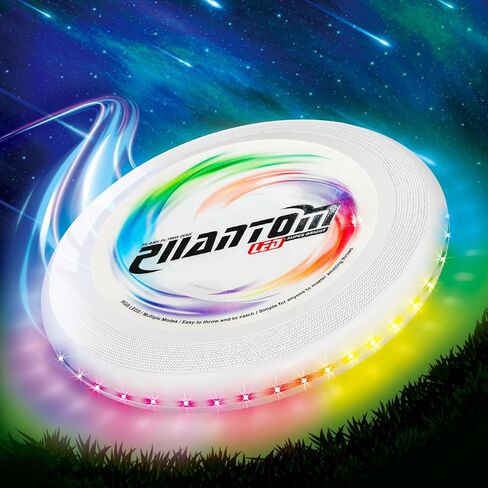 StyleBoon Flying Disc with Million LED Colors, 13 Lighting Modes 35 Bright LED Waterproof Flying Ring, Camping for Kids Teens Adults Boys Girls, Perfect for Ages 6+, Gift for Kids, White in Kuwait