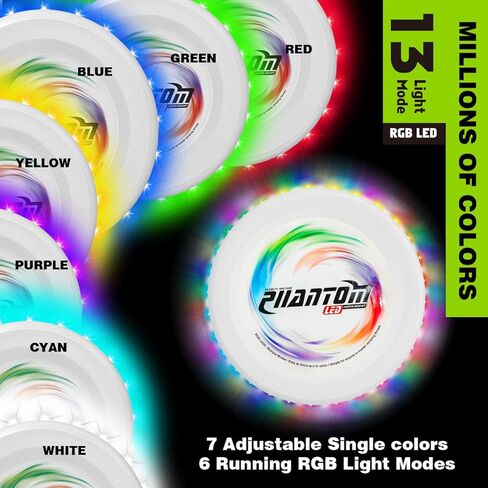 StyleBoon Flying Disc with Million LED Colors, 13 Lighting Modes 35 Bright LED Waterproof Flying Ring, Camping for Kids Teens Adults Boys Girls, Perfect for Ages 6+, Gift for Kids, White in Kuwait