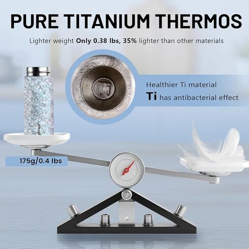Pure Titanium Water Bottle, 10 oz Frosted Blue Insulated Travel Coffee Mug Cup with Built-in Infuser & Lid, Ultralight Leak-Proof Tumblers, Vaccum Camping Flask Jug Keep Cold 12H Hot 12H in Saudi Arabia