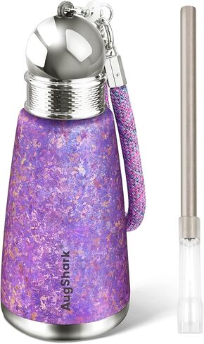 Pure Titanium Water Bottle, 10 oz Frosted Blue Insulated Travel Coffee Mug Cup with Built-in Infuser & Lid, Ultralight Leak-Proof Tumblers, Vaccum Camping Flask Jug Keep Cold 12H Hot 12H in Kuwait