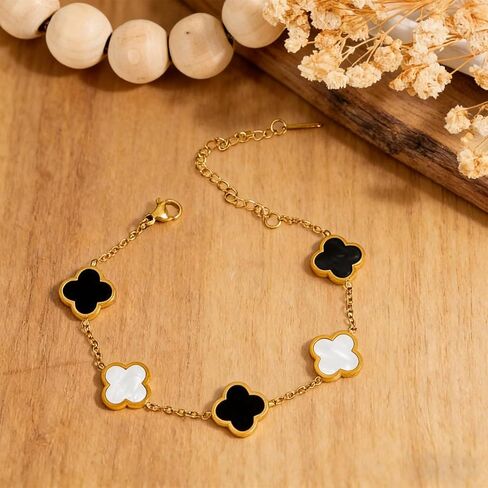 Clover Bracelet, 18K Gold Plated Charm Bracelet for Women in Saudi Arabia