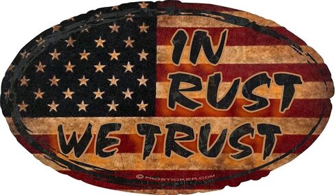 ملصق ProSticker 719 (One) مقاس 4 بوصة × 7 بوصة من سلسلة قضيب الفئران باللون الصدأ We Trust Flag in Kuwait