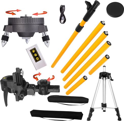 Electric rotating base pole,Used for laser level, 13.8 feet/4.2M with 47 in tripod with 1/4 inch 5/8-inch screw threads thread for Rotary and Line Lasers in Kuwait