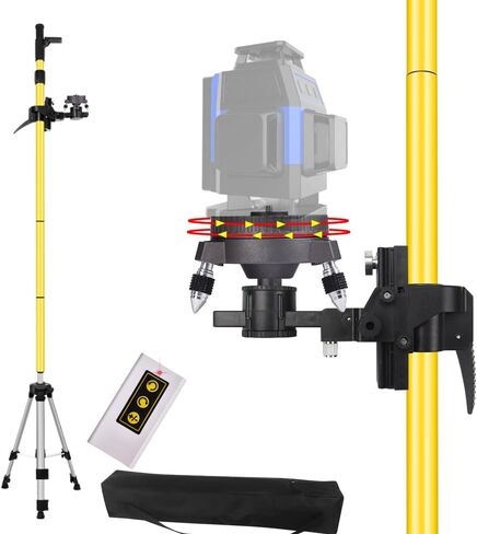 Electric rotating base pole,Used for laser level, 13.8 feet/4.2M with 47 in tripod with 1/4 inch 5/8-inch screw threads thread for Rotary and Line Lasers in Kuwait