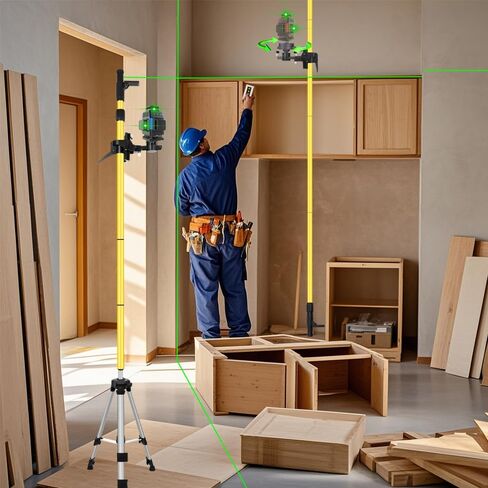 Electric rotating base pole,Used for laser level, 13.8 feet/4.2M with 47 in tripod with 1/4 inch 5/8-inch screw threads thread for Rotary and Line Lasers in Kuwait