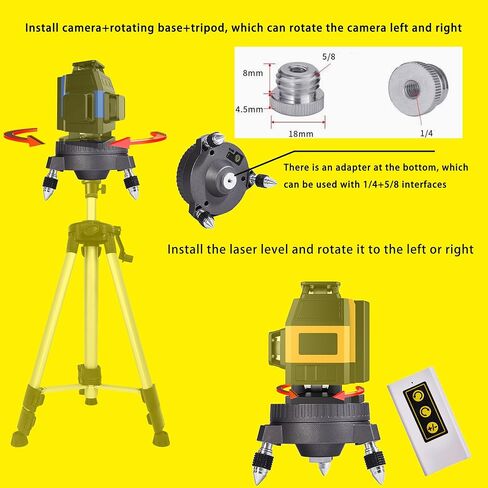 Electric rotating base pole,Used for laser level, 13.8 feet/4.2M with 47 in tripod with 1/4 inch 5/8-inch screw threads thread for Rotary and Line Lasers in Kuwait