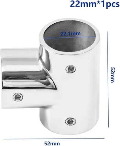 تركيبات السفن تركيب السكك الحديدية 3-Way Tee Fitting Tube Pipe Connector 316 الفولاذ المقاوم للصدأ لقارب اليخوت في الهواء الطلق Bimini Top Tube Fastener الأجهزة البحرية (22 مم - 1 قطعة) تجهيزات السباكة in Kuwait