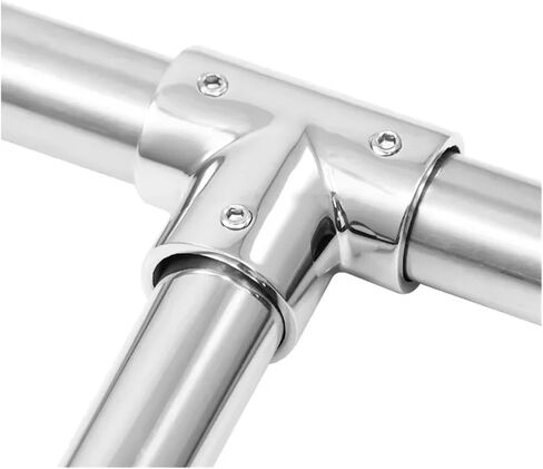 تركيبات السفن تركيب السكك الحديدية 3-Way Tee Fitting Tube Pipe Connector 316 الفولاذ المقاوم للصدأ لقارب اليخوت في الهواء الطلق Bimini Top Tube Fastener الأجهزة البحرية (22 مم - 1 قطعة) تجهيزات السباكة in Kuwait