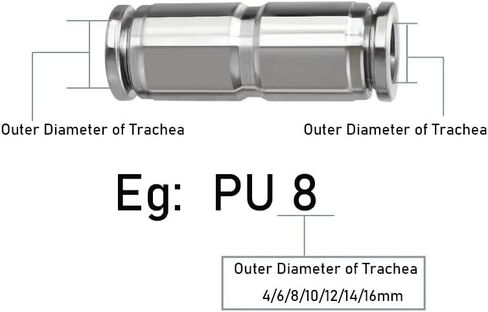 304 Stainless Steel Hose Straight Through Quick Connector High Temperature Resistance PU4/6/8/10/12/14/16mm Pneumatic Fittings(PU6) Plumbing Fittings in Kuwait