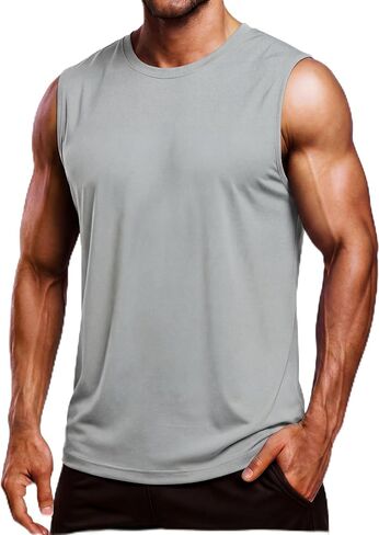 Men's Sleeveless Shirts UPF 80+ Quick Dry Tank Tops Workout Gym Muscle Shirts for Running Swim Summer in Saudi Arabia