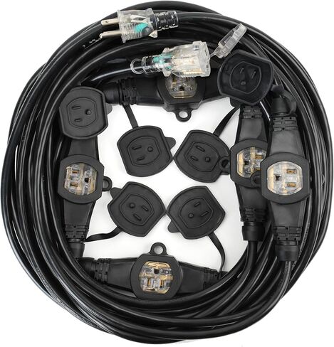 50FT 12 Gauge 5-15R 7 Outlet Cable Multiple Outlet Extension Cord with UL Listed in Kuwait