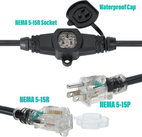 50FT 12 Gauge 5-15R 7 Outlet Cable Multiple Outlet Extension Cord with UL Listed in Kuwait