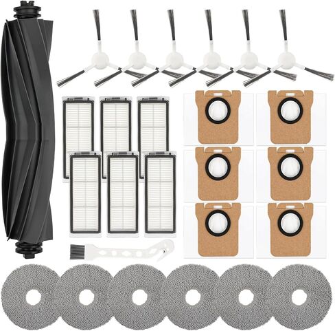 22 Pack Replacement Parts for ECOVACS DEEBOT T20 Omni /T20 Max /T20 Pro Vacuum Cleaner Accessories Kit Include 1 Main Brush, 4 Hepa Filters, 4 Mop Pads, 6 Vacuum Bags, 6 Side Brushs, 1 V-shaped brush in Kuwait