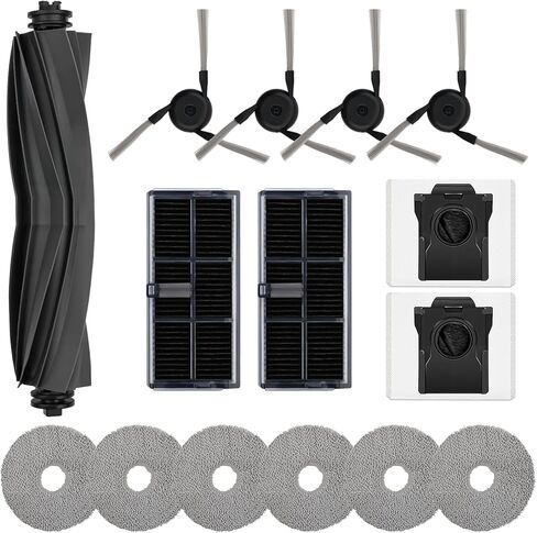 22 Pack Replacement Parts for ECOVACS DEEBOT T20 Omni /T20 Max /T20 Pro Vacuum Cleaner Accessories Kit Include 1 Main Brush, 4 Hepa Filters, 4 Mop Pads, 6 Vacuum Bags, 6 Side Brushs, 1 V-shaped brush in Kuwait