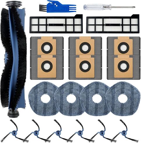 22 Pack Replacement Parts for ECOVACS DEEBOT T20 Omni /T20 Max /T20 Pro Vacuum Cleaner Accessories Kit Include 1 Main Brush, 4 Hepa Filters, 4 Mop Pads, 6 Vacuum Bags, 6 Side Brushs, 1 V-shaped brush in Kuwait