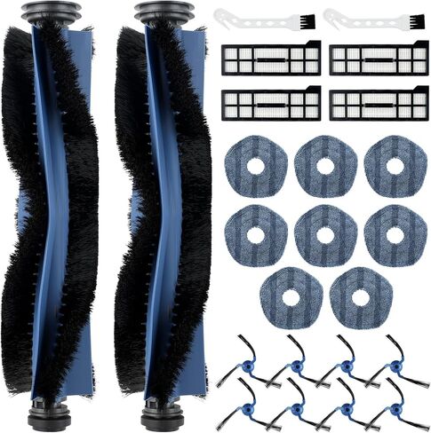 22 Pack Replacement Parts for ECOVACS DEEBOT T20 Omni /T20 Max /T20 Pro Vacuum Cleaner Accessories Kit Include 1 Main Brush, 4 Hepa Filters, 4 Mop Pads, 6 Vacuum Bags, 6 Side Brushs, 1 V-shaped brush in Kuwait