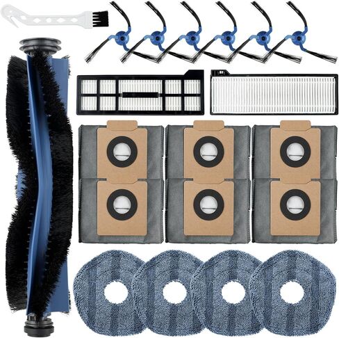 22 Pack Replacement Parts for ECOVACS DEEBOT T20 Omni /T20 Max /T20 Pro Vacuum Cleaner Accessories Kit Include 1 Main Brush, 4 Hepa Filters, 4 Mop Pads, 6 Vacuum Bags, 6 Side Brushs, 1 V-shaped brush in Kuwait