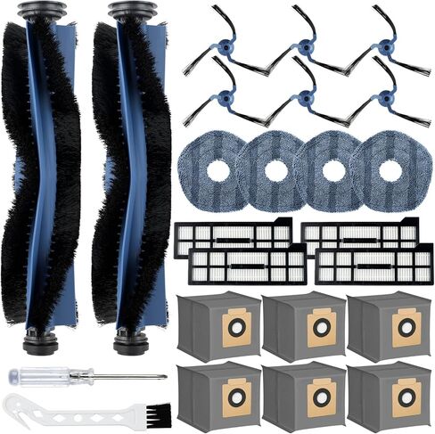 22 Pack Replacement Parts for ECOVACS DEEBOT T20 Omni /T20 Max /T20 Pro Vacuum Cleaner Accessories Kit Include 1 Main Brush, 4 Hepa Filters, 4 Mop Pads, 6 Vacuum Bags, 6 Side Brushs, 1 V-shaped brush in Kuwait