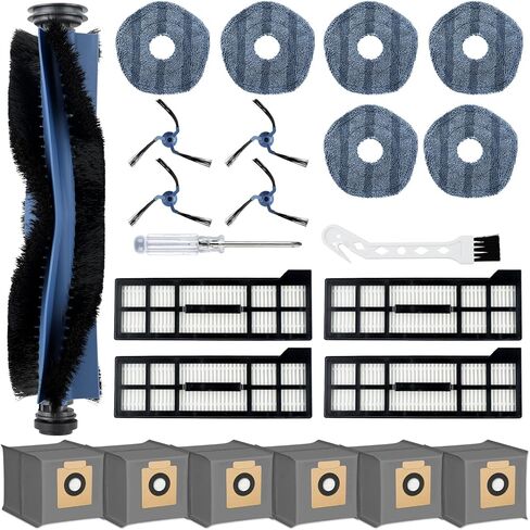 22 Pack Replacement Parts for ECOVACS DEEBOT T20 Omni /T20 Max /T20 Pro Vacuum Cleaner Accessories Kit Include 1 Main Brush, 4 Hepa Filters, 4 Mop Pads, 6 Vacuum Bags, 6 Side Brushs, 1 V-shaped brush in Kuwait