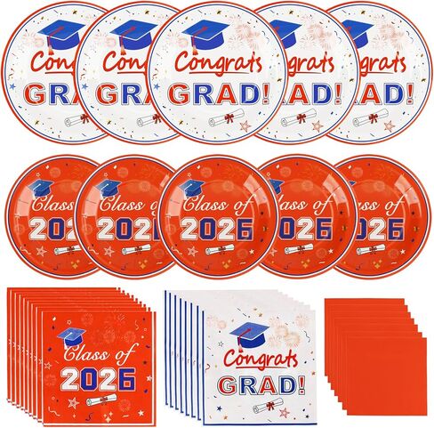 320PCS Graduation Plates and Napkins 2026, Class of 2026 Disposable Set for Graduation Party Supplies, Graduations Decorations and Table Decorations Party Supplies, Serve 80 in Kuwait