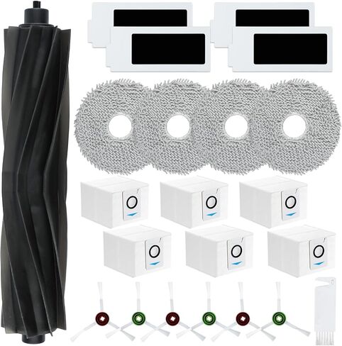 22 Pack Replacement Parts for ECOVACS DEEBOT T20 Omni /T20 Max /T20 Pro Vacuum Cleaner Accessories Kit Include 1 Main Brush, 4 Hepa Filters, 4 Mop Pads, 6 Vacuum Bags, 6 Side Brushs, 1 V-shaped brush in Kuwait