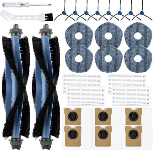 22 Pack Replacement Parts for ECOVACS DEEBOT T20 Omni /T20 Max /T20 Pro Vacuum Cleaner Accessories Kit Include 1 Main Brush, 4 Hepa Filters, 4 Mop Pads, 6 Vacuum Bags, 6 Side Brushs, 1 V-shaped brush in Kuwait