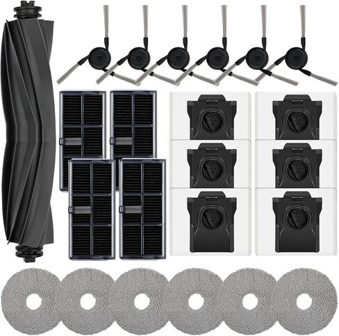 22 Pack Replacement Parts for ECOVACS DEEBOT T20 Omni /T20 Max /T20 Pro Vacuum Cleaner Accessories Kit Include 1 Main Brush, 4 Hepa Filters, 4 Mop Pads, 6 Vacuum Bags, 6 Side Brushs, 1 V-shaped brush in Kuwait