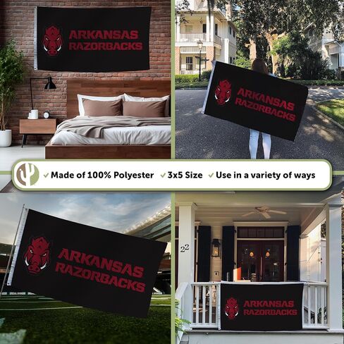 Desert Cactus University of Arkansas UA Flag - 3 x 5 Feet Razorbacks Banner, Indoor/Outdoor Durable Fabric, 100% Polyester Design (Style T1) in Kuwait