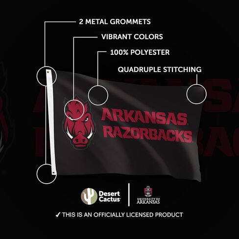Desert Cactus University of Arkansas UA Flag - 3 x 5 Feet Razorbacks Banner, Indoor/Outdoor Durable Fabric, 100% Polyester Design (Style T1) in Kuwait