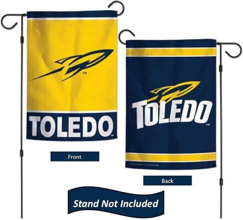 Toledo University Rockets 12.5" x 18" Double Sided Yard and Garden College Banner Flag is Printed in The USA, in Kuwait