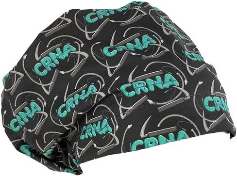 European Style Scrub Cap No Ribbon – CRNA Black/Blue Lettering - Nurses Hats | Dr. Hats in Kuwait