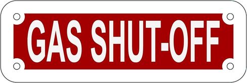 Gas Shut Off Sign (Red Reflective, Aluminium 2X6) in Kuwait