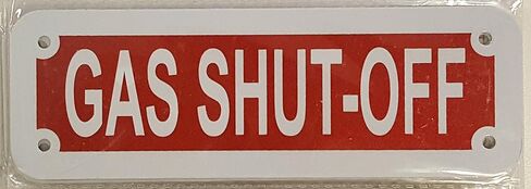 Gas Shut Off Sign (Red Reflective, Aluminium 2X6) in Kuwait