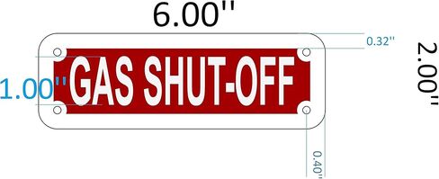 Gas Shut Off Sign (Red Reflective, Aluminium 2X6) in Kuwait